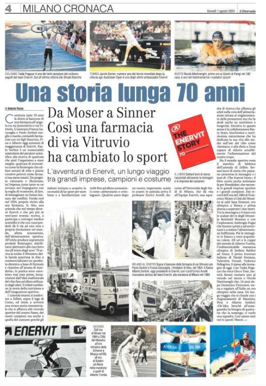 Da Moser a Sinner a Martinenghi: così Enervit ha cambiato lo sport