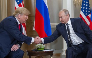 American president Donald Trump and Russian president Vladimir Putin during the meeting in Helsinki.